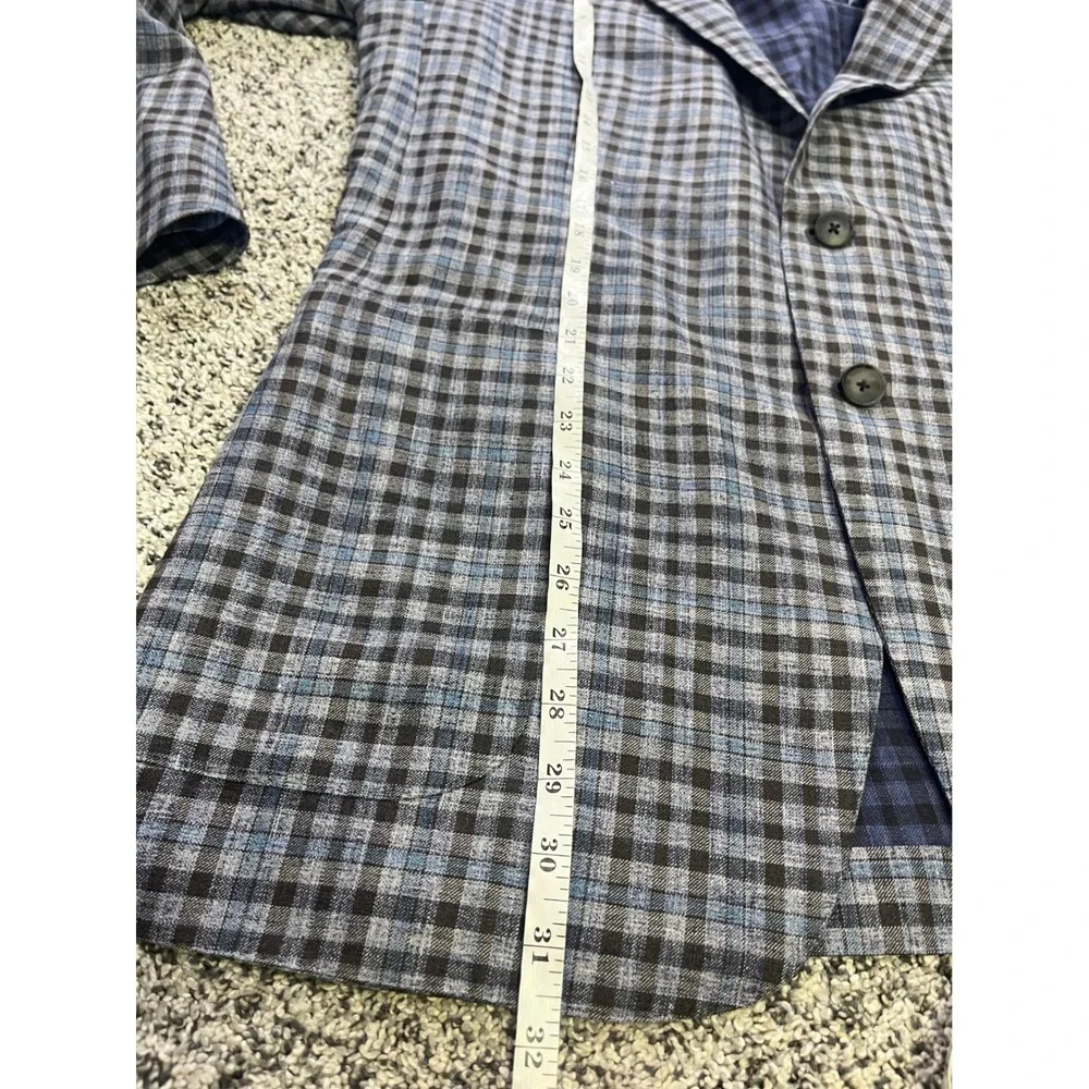 Ermenegildo Zegna DUO Blue Plaid Linen Silk Street Jacket Blazer Switzerland